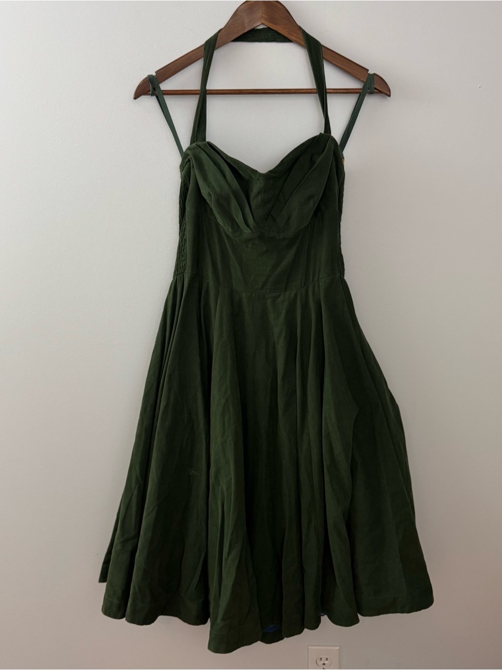 Girls from Savoy Dress Green Corduroy Fit Flare Halter Sweetheart  Size 6
